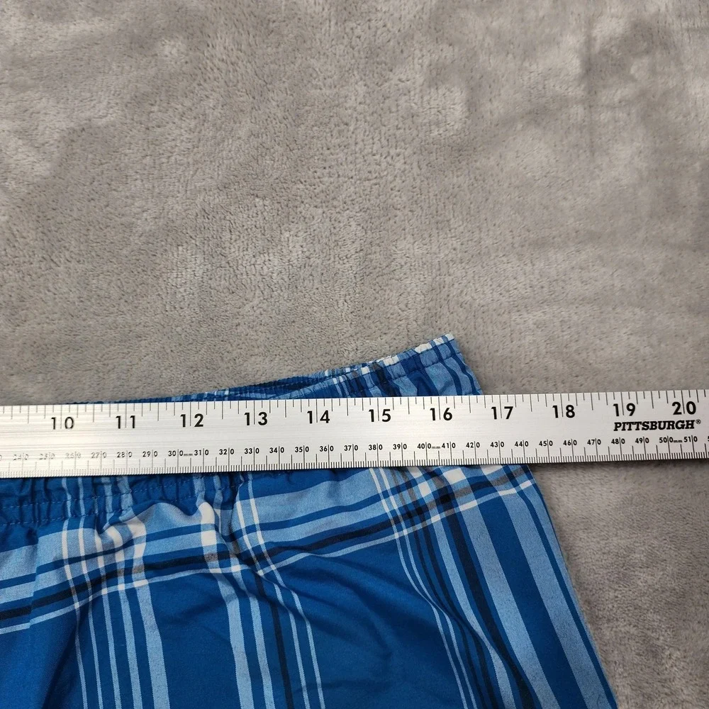 Reebok‎ Shorts Mens L Blue Plaid Bermuda Boardshort Elastic Waist Casual Skater